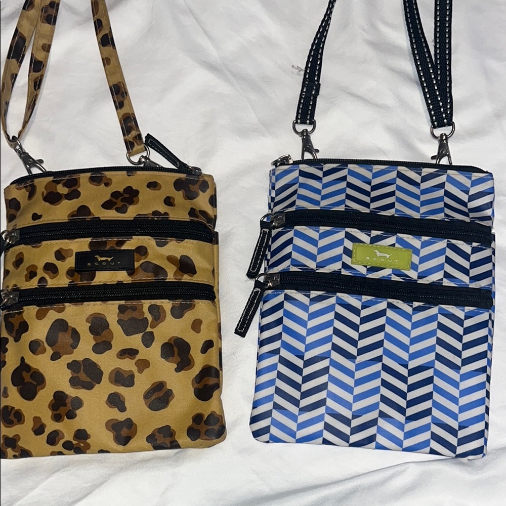 Scout Leopard and Blue Chevron Crossbody Bags
